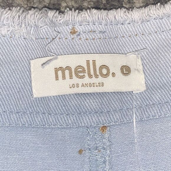 NWOT Mello LA Women's Large Light Blue Wash Frayed Seams Wide Leg‎ Jeans Baggy - Picture 3 of 9